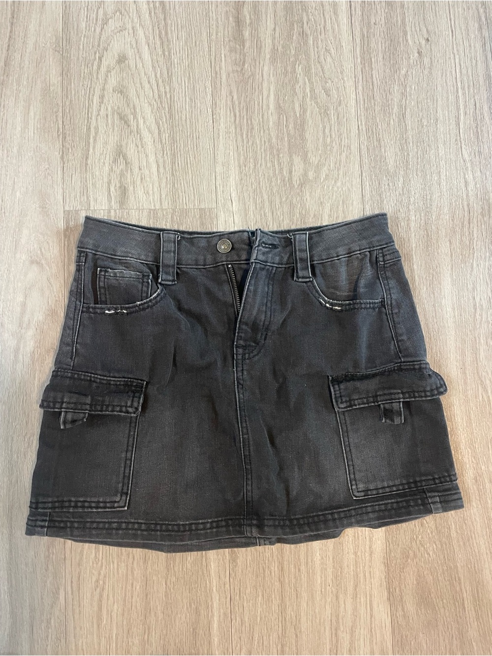 Rewash Black Cargo Denim Mini Skirt